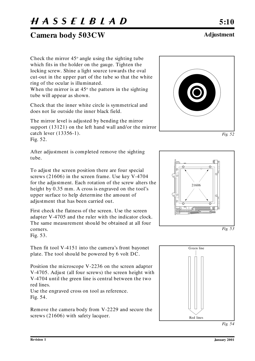 Hasselblad 10026 service manual Camera body 503CW 