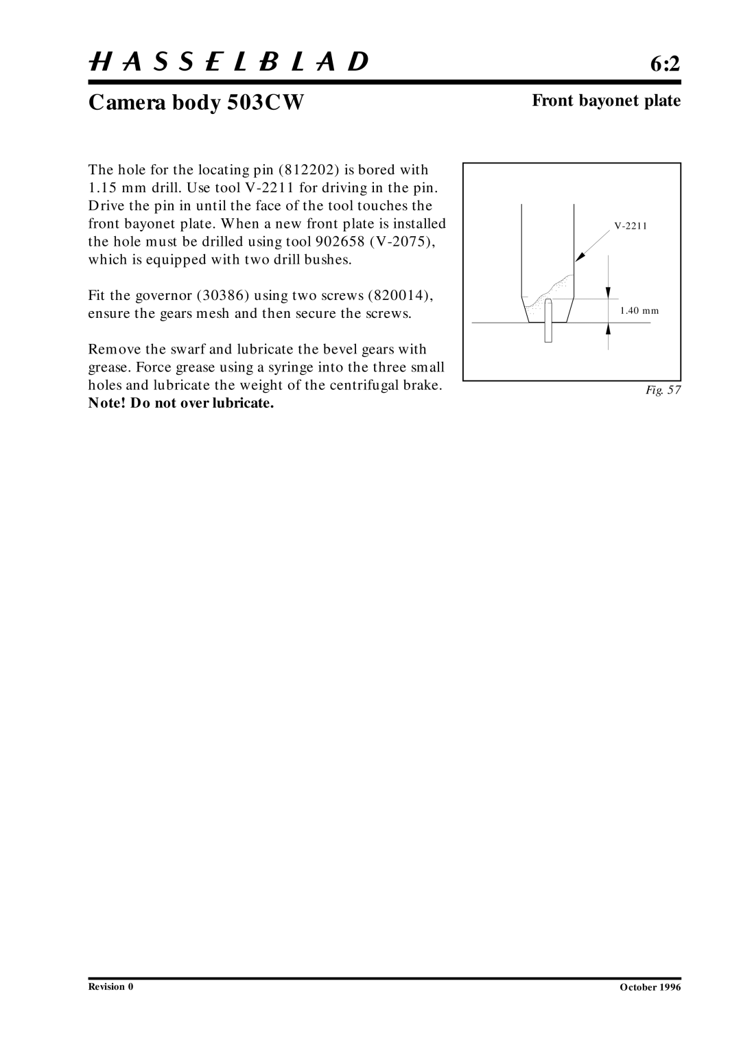 Hasselblad 10026 service manual Front bayonet plate 