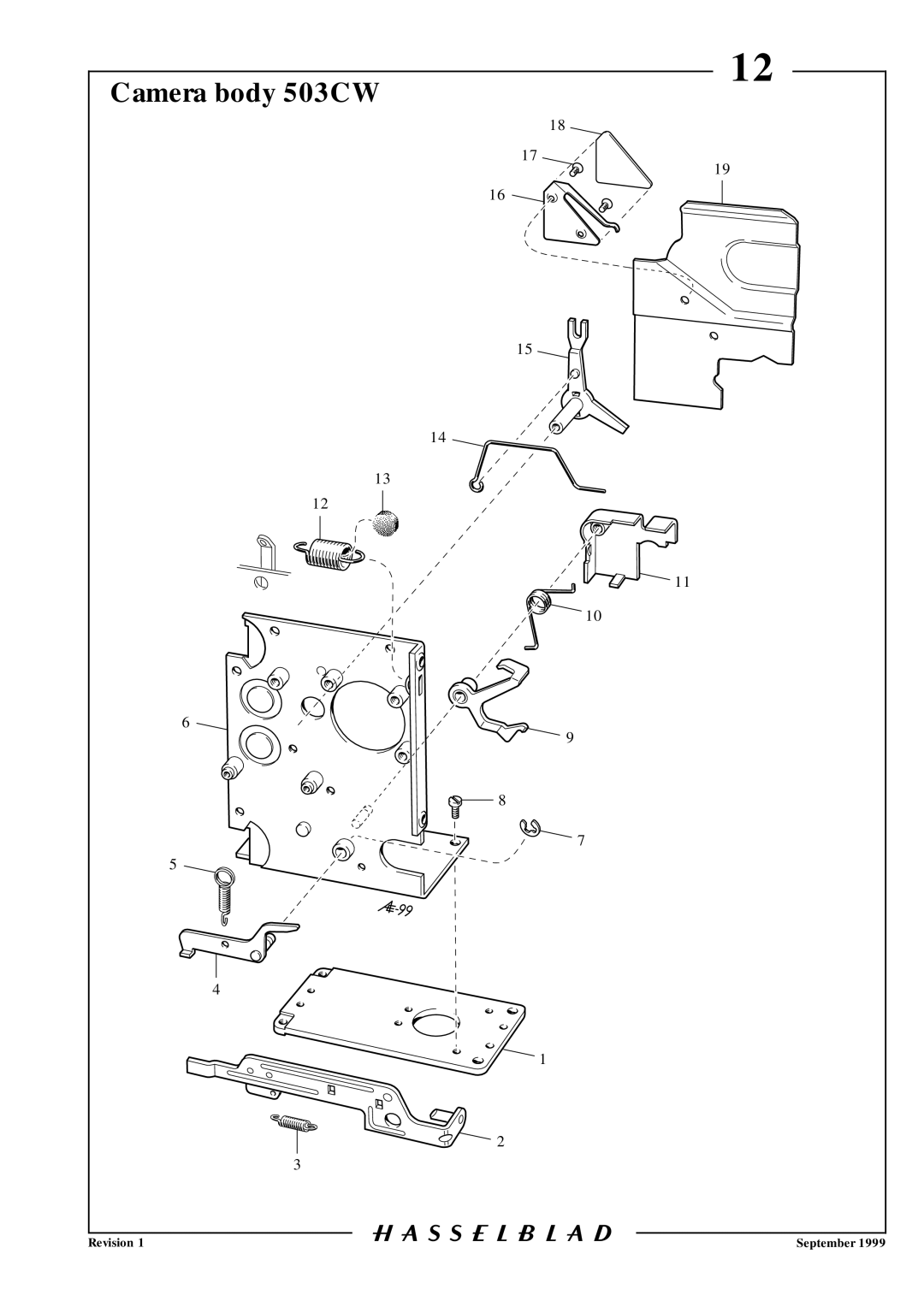 Hasselblad 10026 service manual Camera body 503CW 