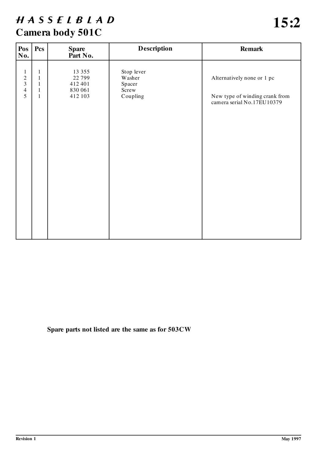 Hasselblad 10026 service manual 152 