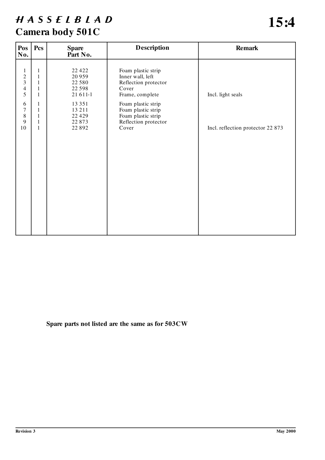 Hasselblad 10026 service manual 154 