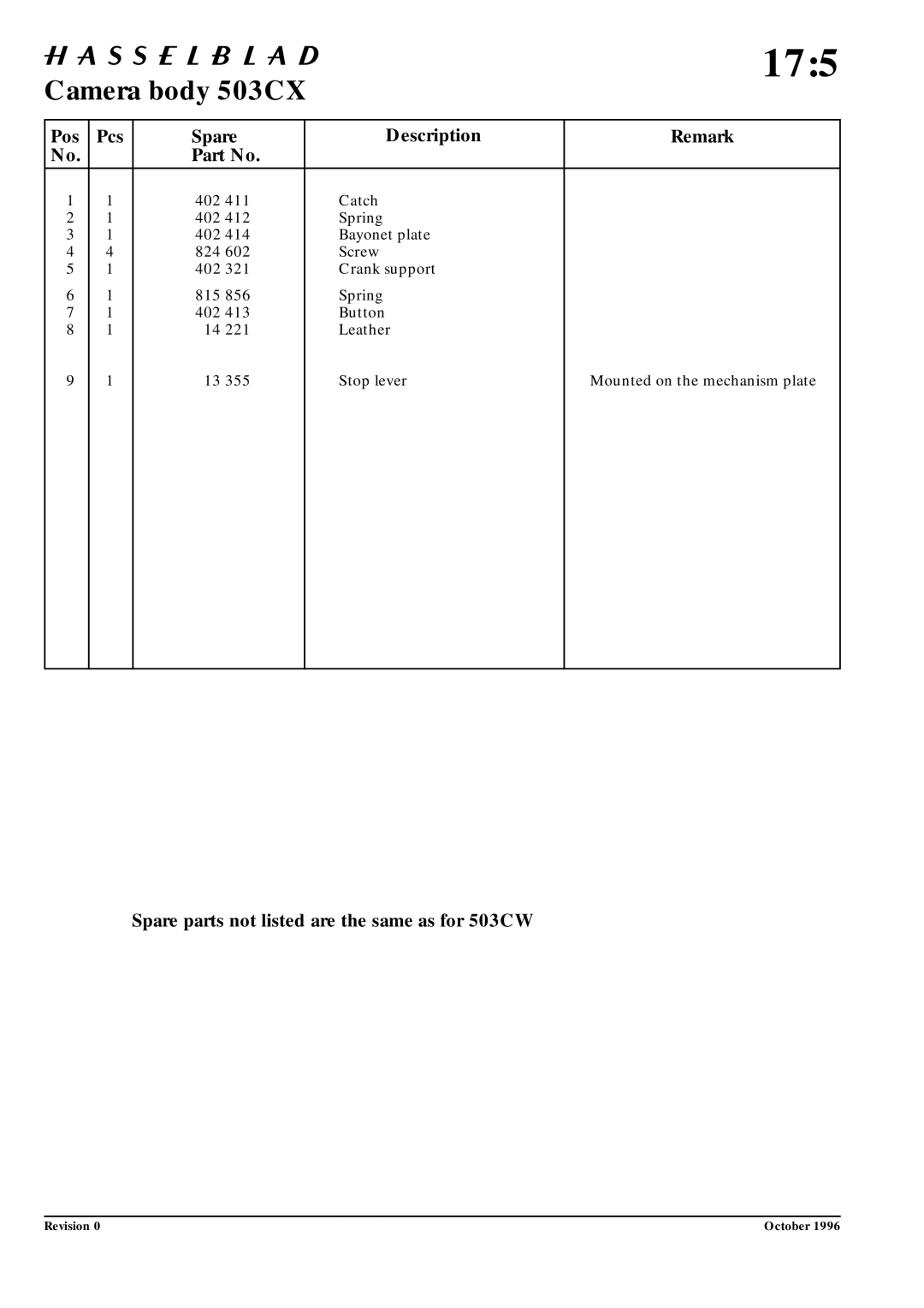 Hasselblad 10026 service manual 175 