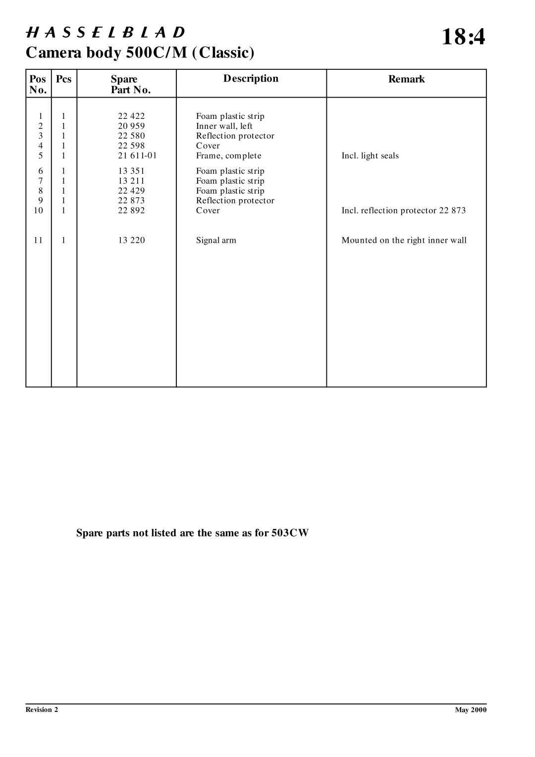 Hasselblad 10026 service manual 184 