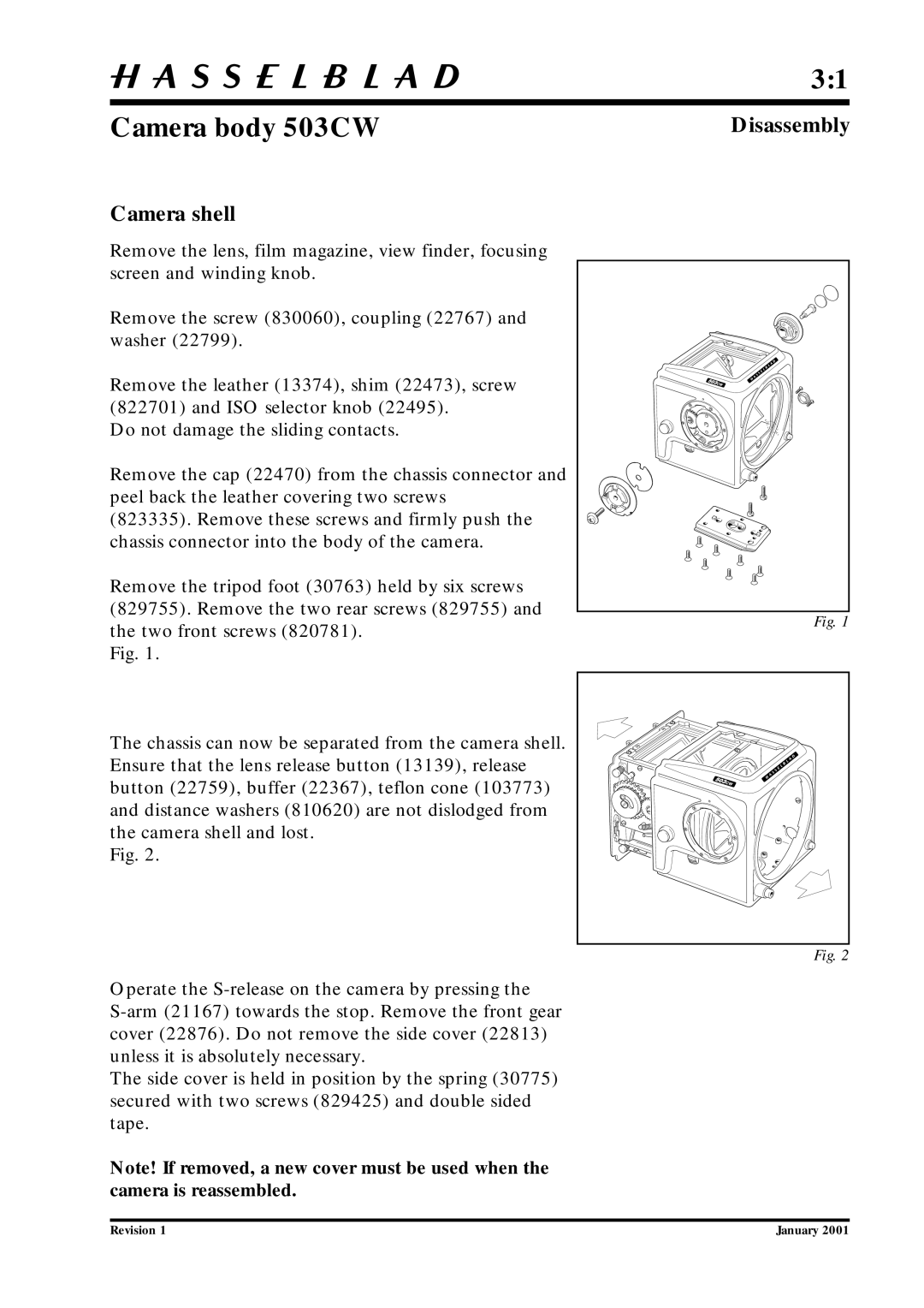 Hasselblad 10026 service manual Camera shell, Disassembly 