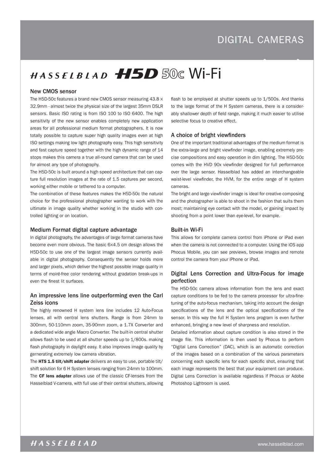 Hasselblad 3023028 New Cmos sensor, Choice of bright viewfinders, Medium Format digital capture advantage, Built-in Wi-Fi 