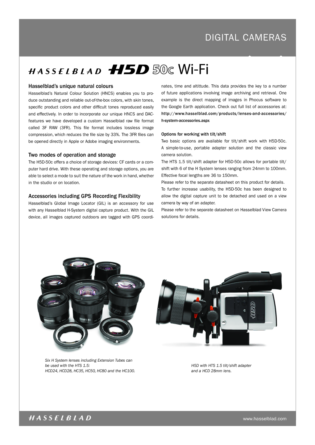 Hasselblad 3023028, 3023035 manual Hasselblad’s unique natural colours, Two modes of operation and storage 