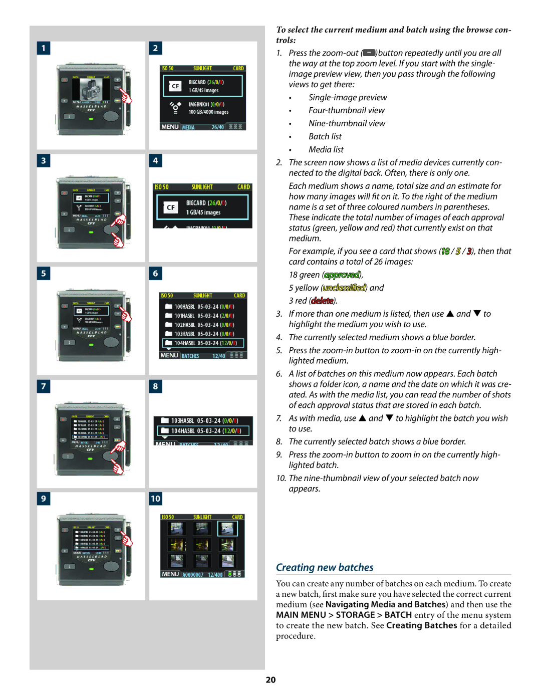 Hasselblad 3034216 user manual Creating new batches 