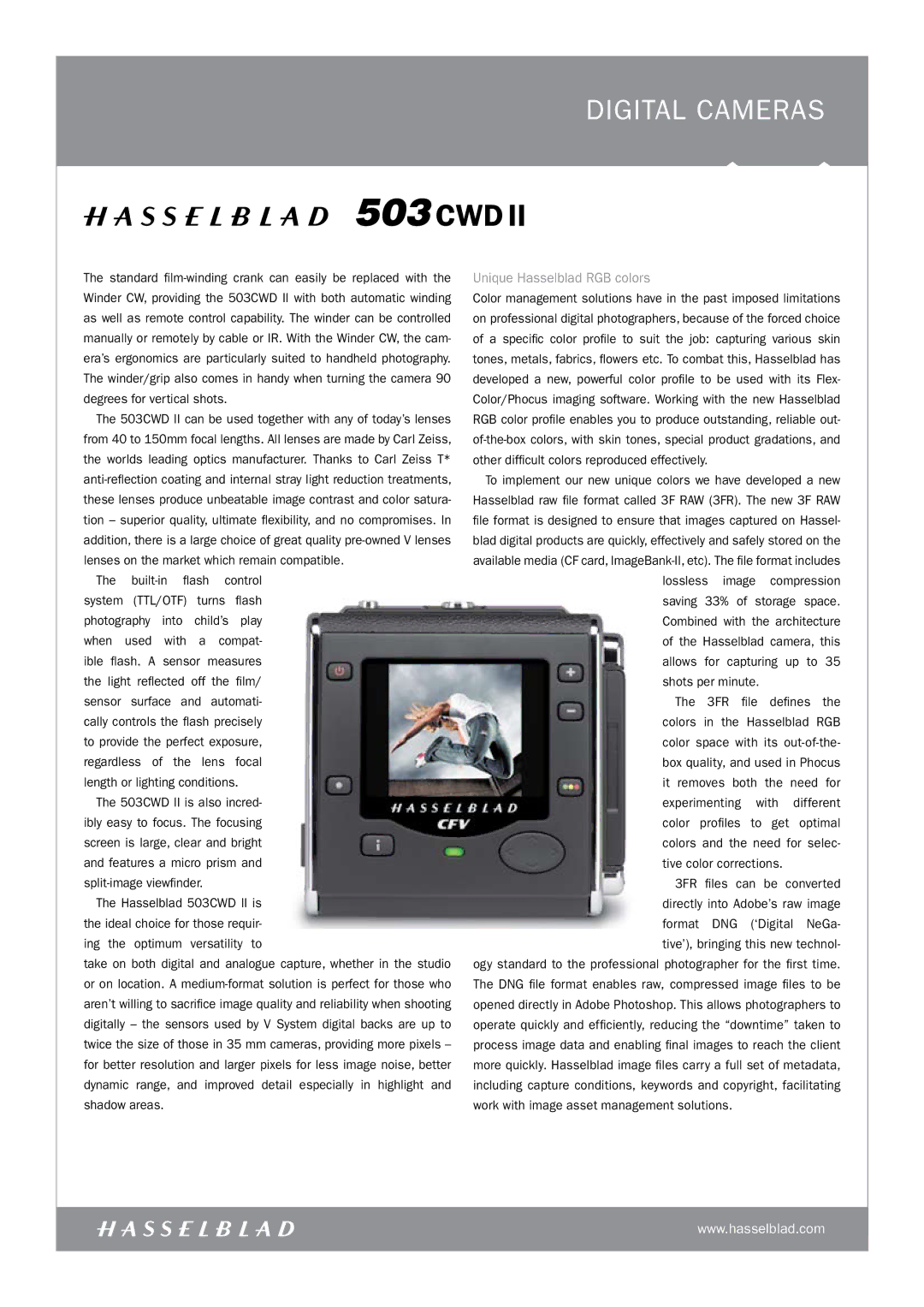 Hasselblad 503CWDII manual Unique Hasselblad RGB colors 