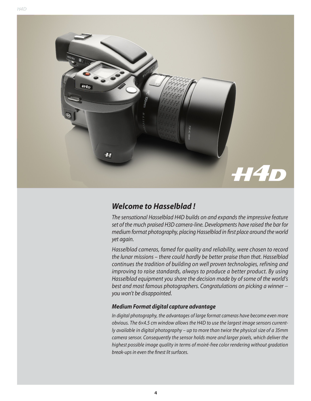 Hasselblad 70480532, 70380554, 70480542, 70480522, 70490533 Welcome to Hasselblad, Medium Format digital capture advantage 