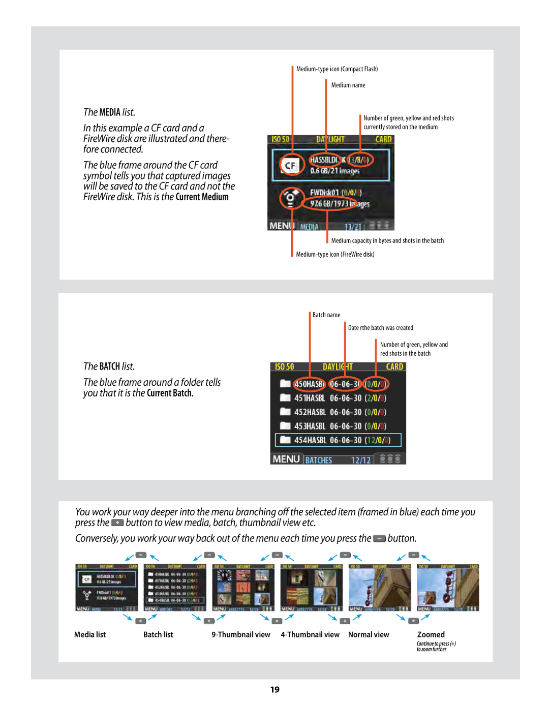 Hasselblad CF22 CF39 user manual Batch list 