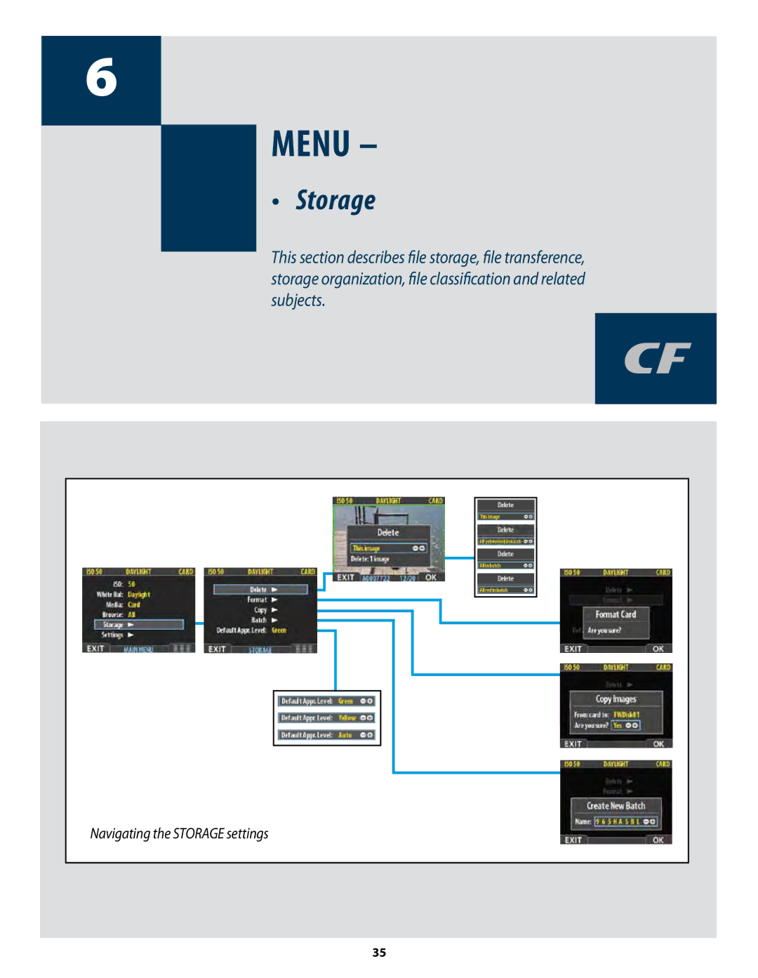 Hasselblad CF22 CF39 user manual Menu 