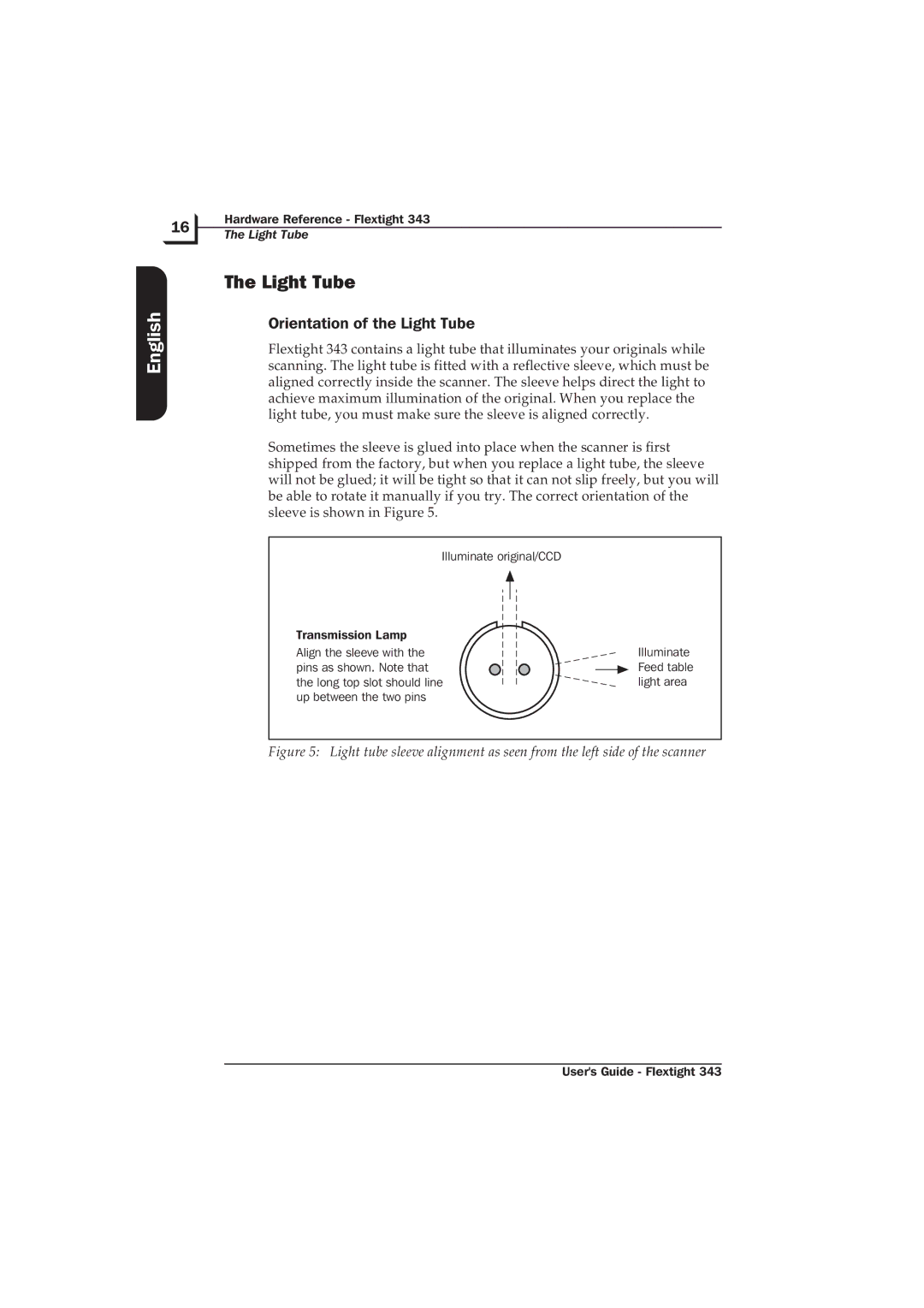 Hasselblad Flextight 343 manual Orientation of the Light Tube 