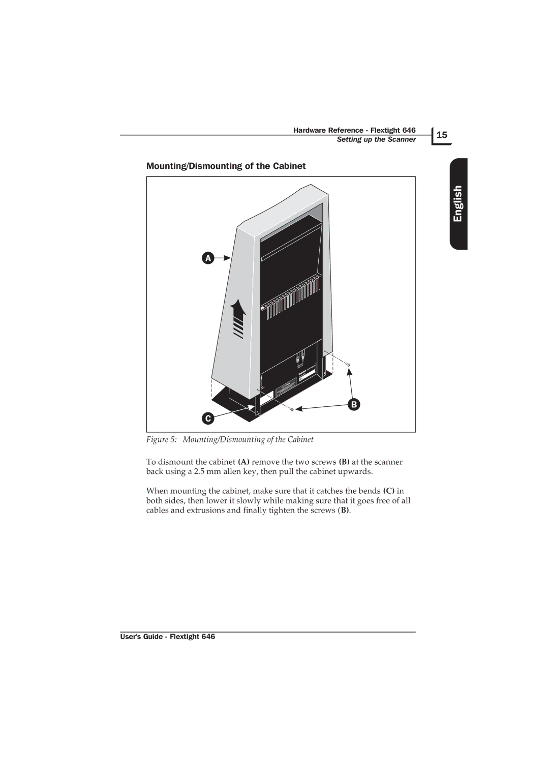 Hasselblad Flextight 646 manual Mounting/Dismounting of the Cabinet 