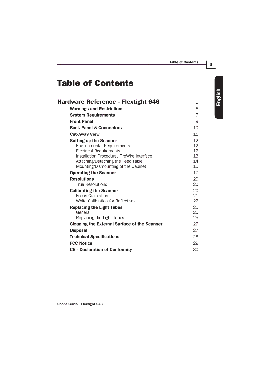 Hasselblad Flextight 646 manual Table of Contents 