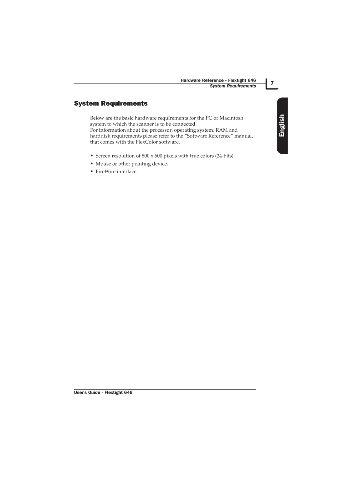 Hasselblad Flextight 646 manual System Requirements 