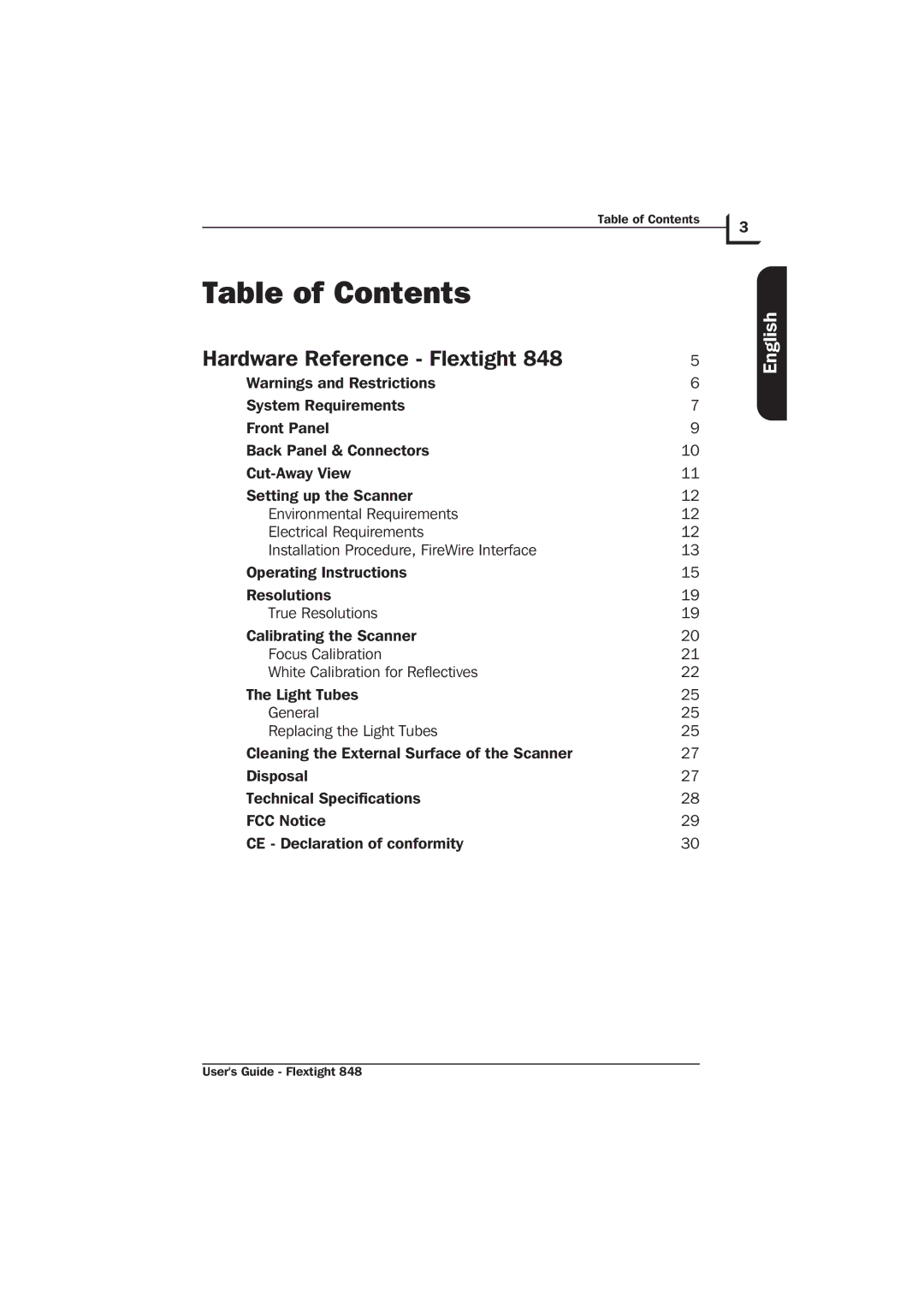 Hasselblad Flextight 848 manual Table of Contents 