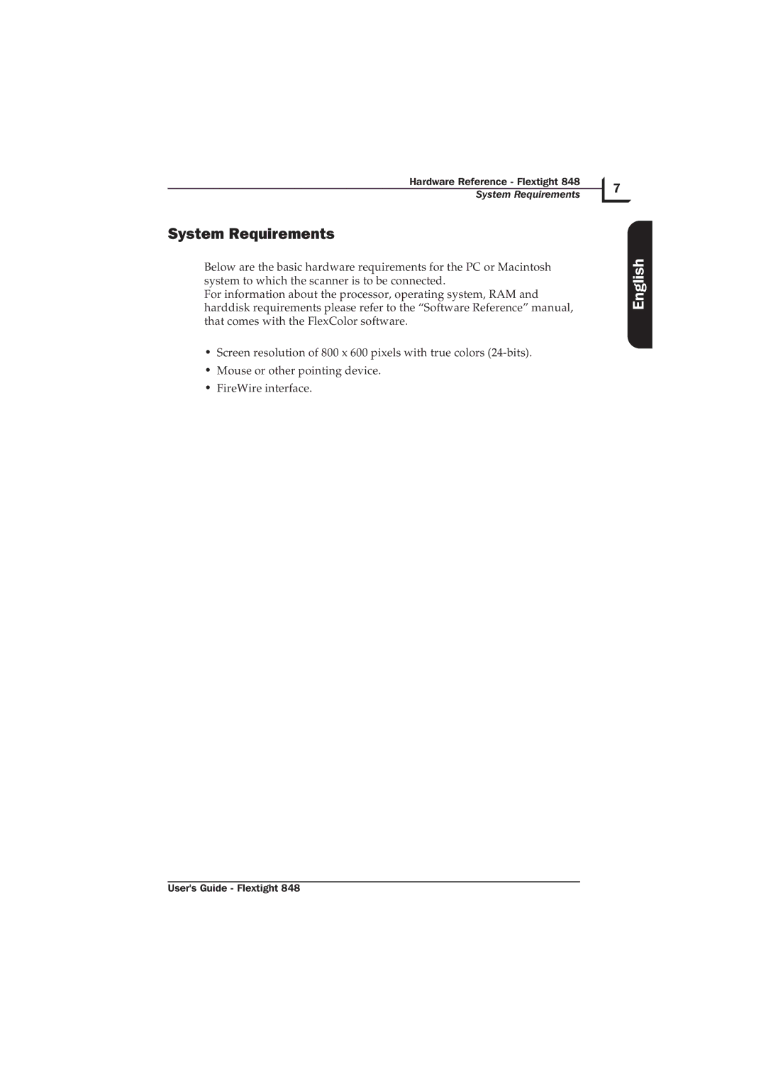 Hasselblad Flextight 848 manual System Requirements 