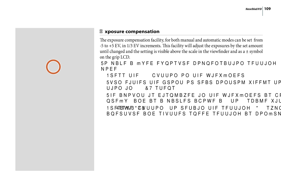 Hasselblad H1D user manual Exposure compensation 