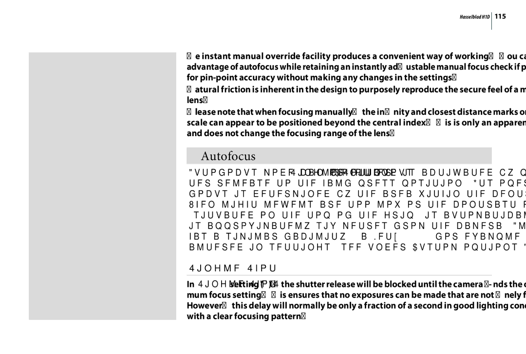 Hasselblad H1D user manual Autofocus, Single Shot 