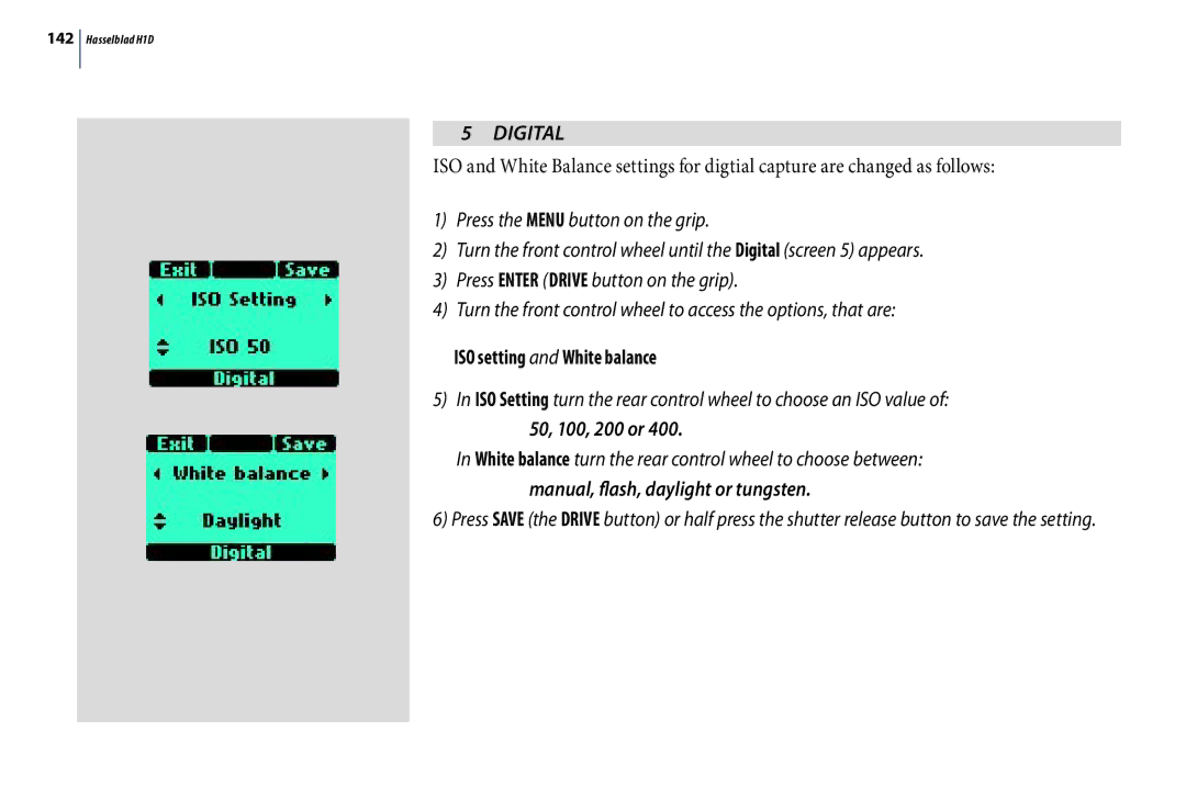 Hasselblad H1D user manual Digital, 50, 100, 200 or 