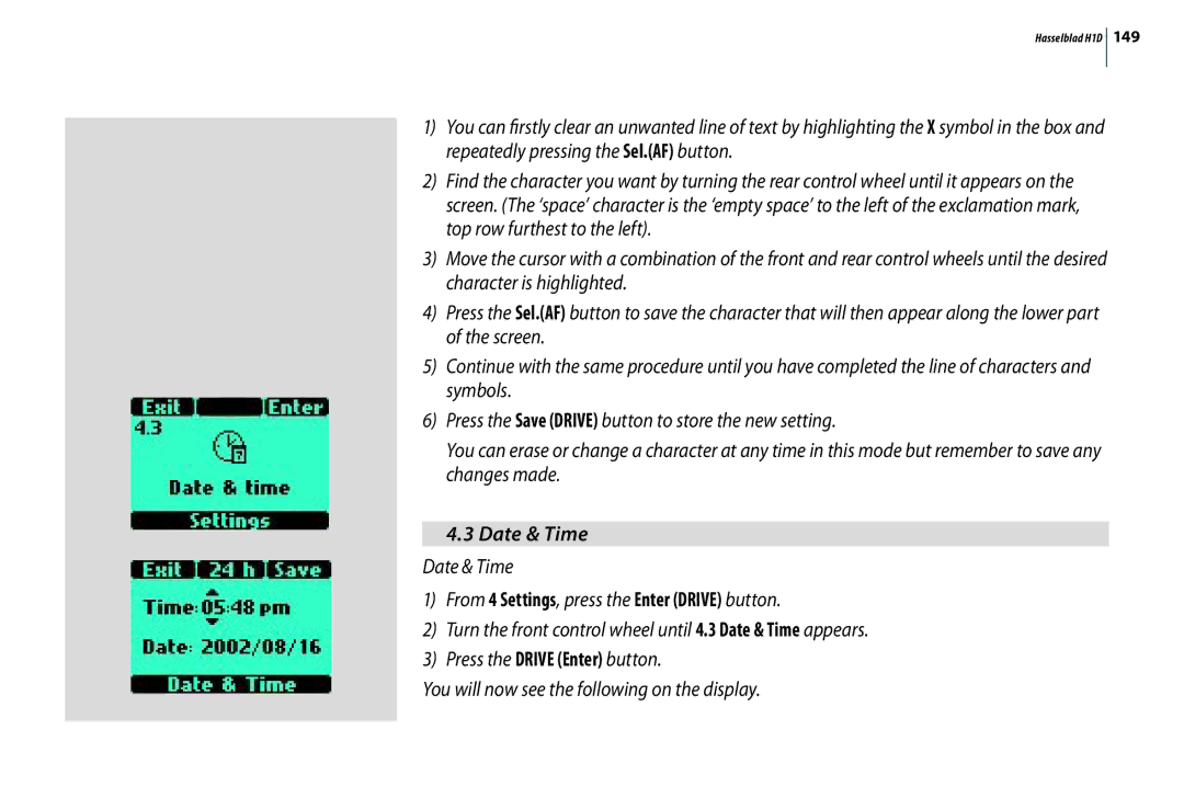 Hasselblad H1D user manual Date & Time Date & Time 