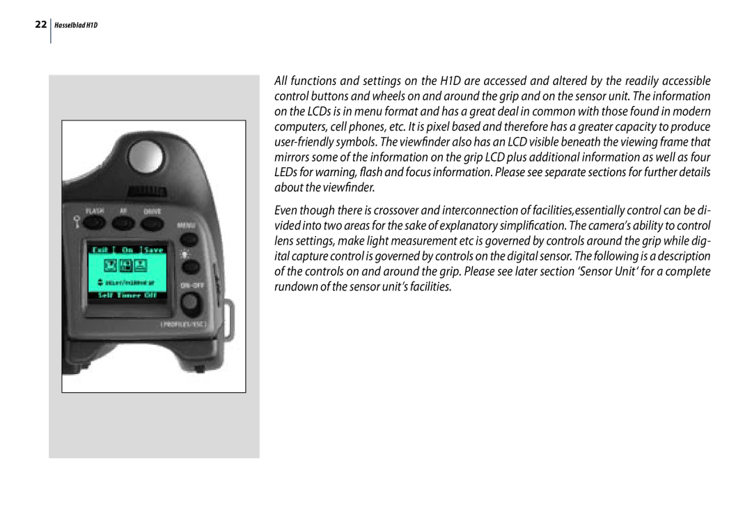 Hasselblad user manual Hasselblad H1D 