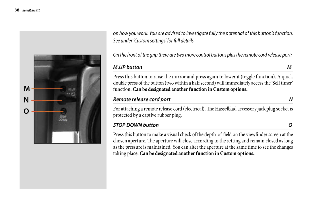 Hasselblad H1D user manual UP button 