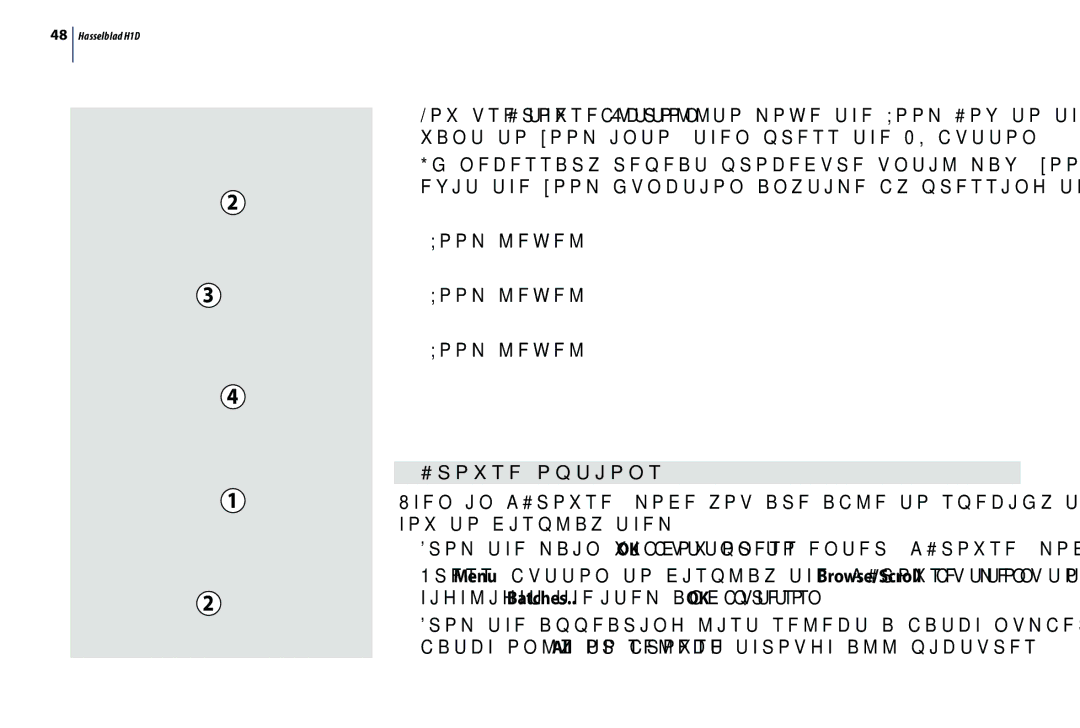 Hasselblad H1D user manual Browse options, From the main window press OK button to enter ‘Browse’ mode 