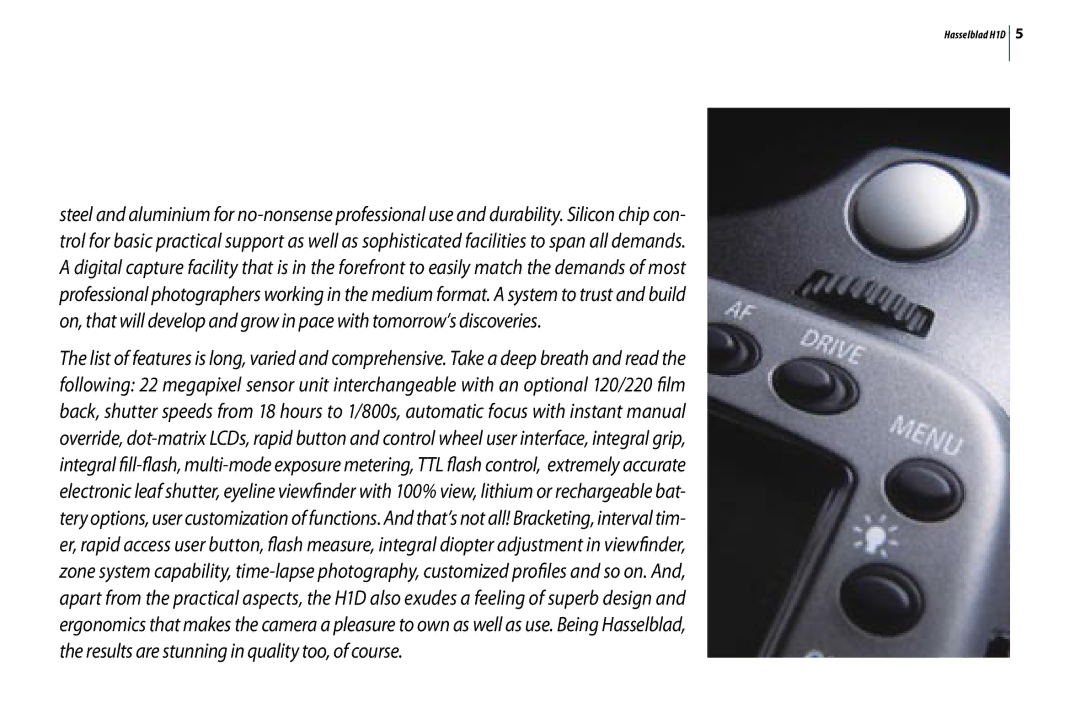 Hasselblad user manual Hasselblad H1D 