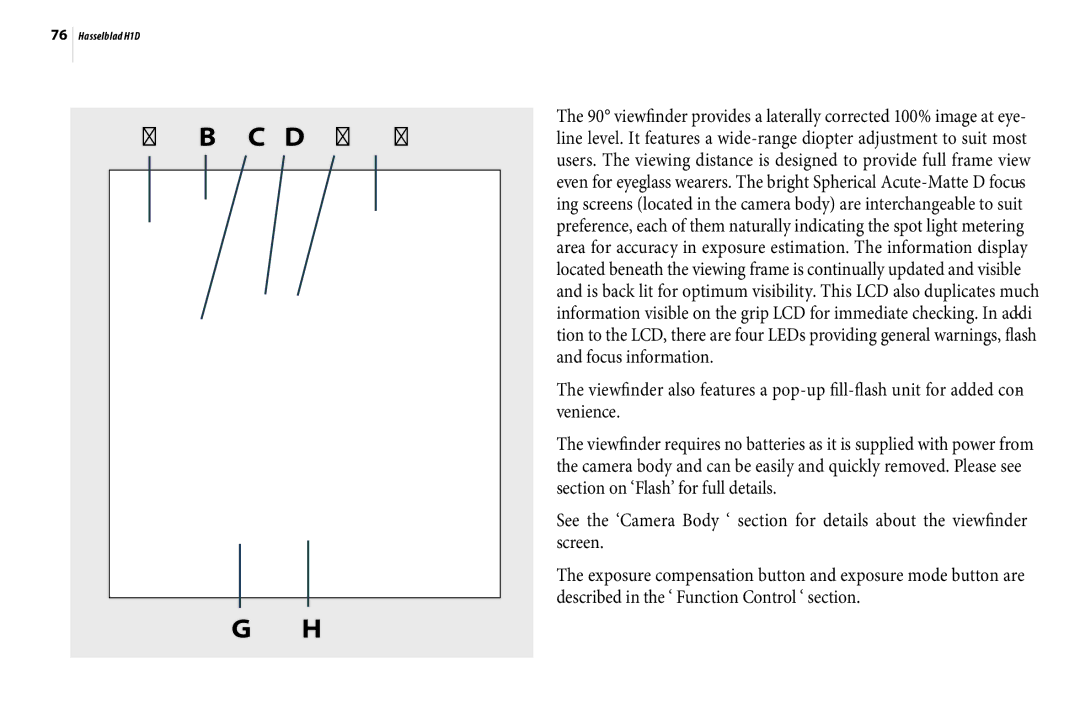 Hasselblad H1D user manual C D E F 