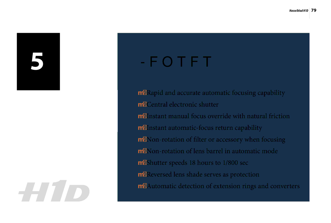 Hasselblad H1D user manual Lenses 