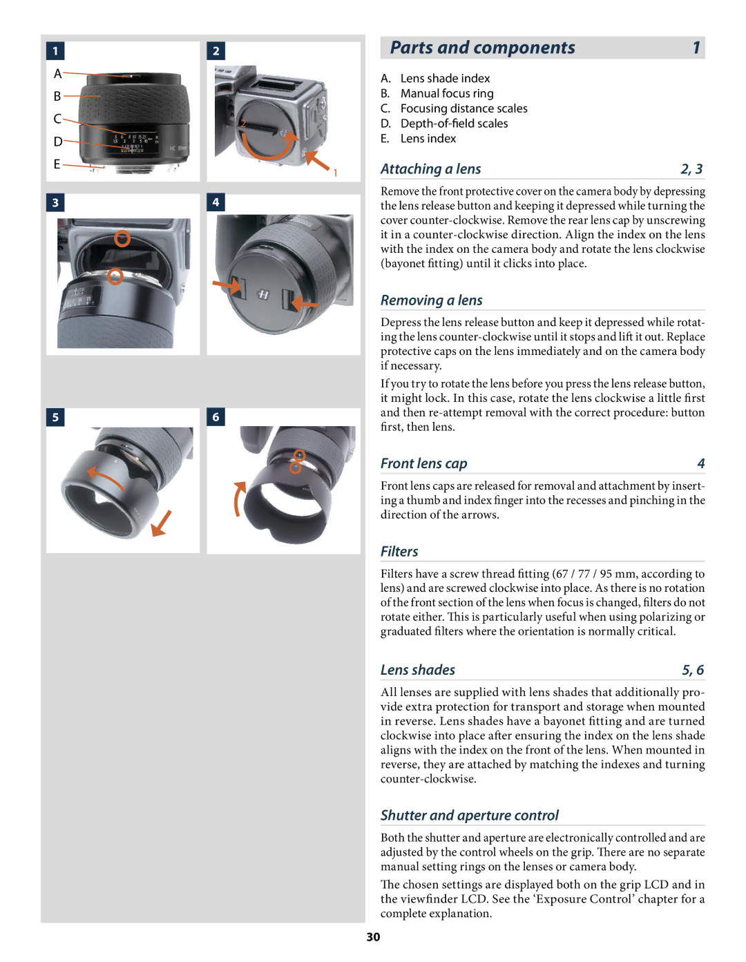 Hasselblad H2 user manual Parts and components 