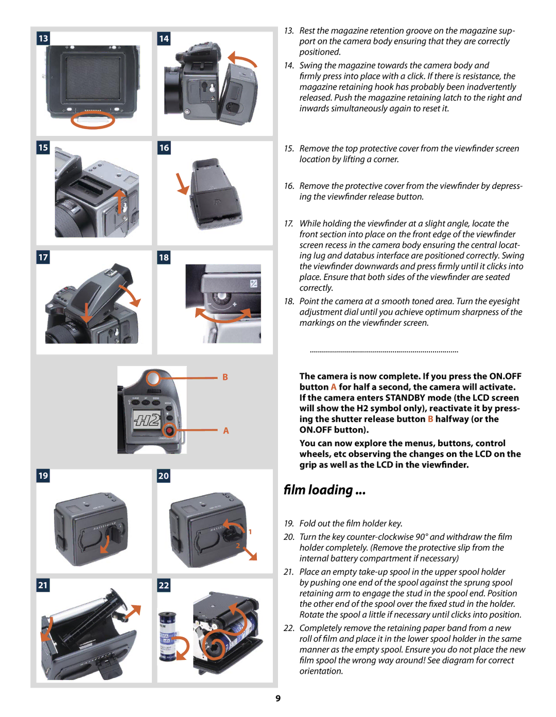 Hasselblad H2 user manual ﬁlm loading 