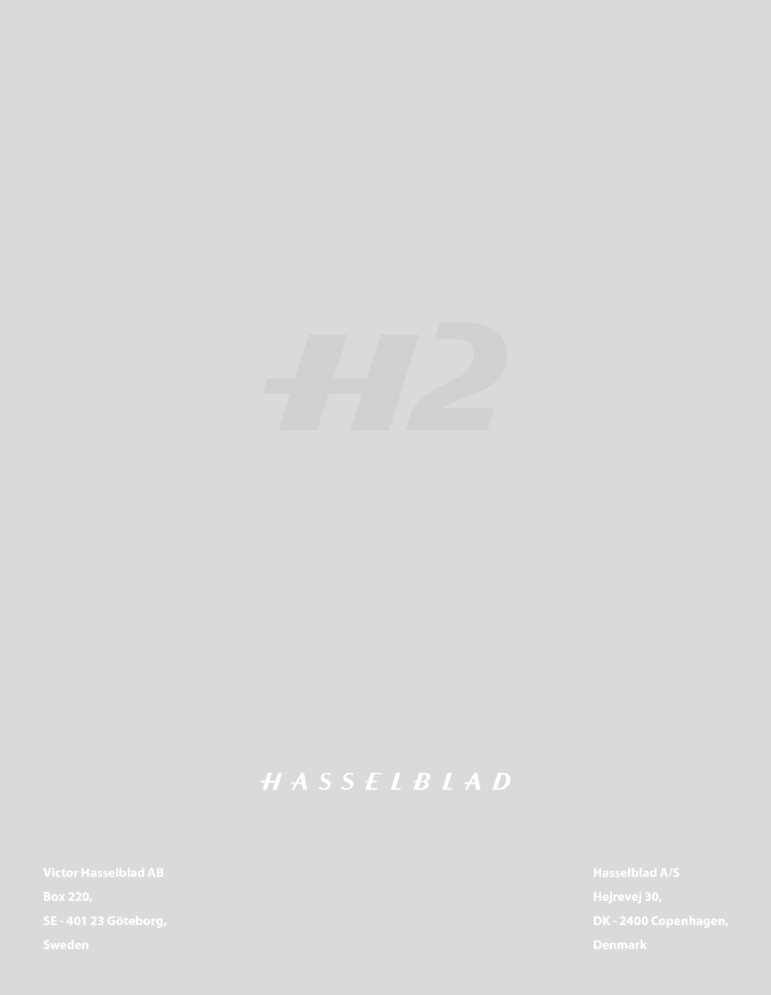 Hasselblad H2 user manual Sweden Denmark 