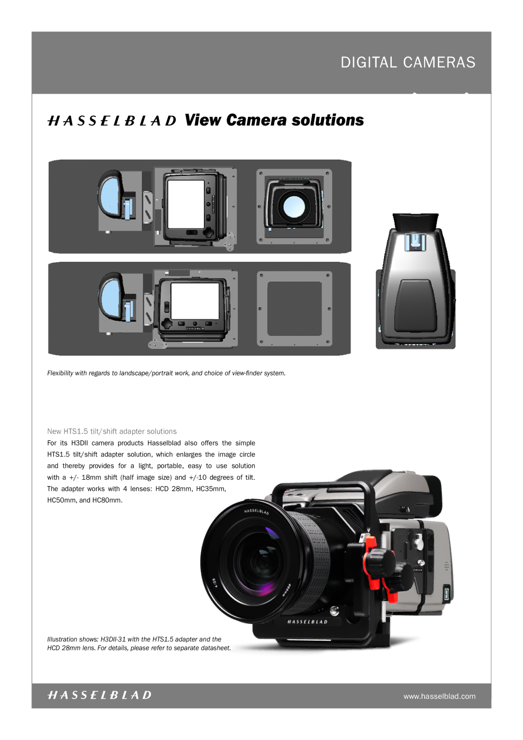 Hasselblad 503CWD, H3DII, H3dii-MS, CF-MS manual New HTS1.5 tilt/shift adapter solutions 