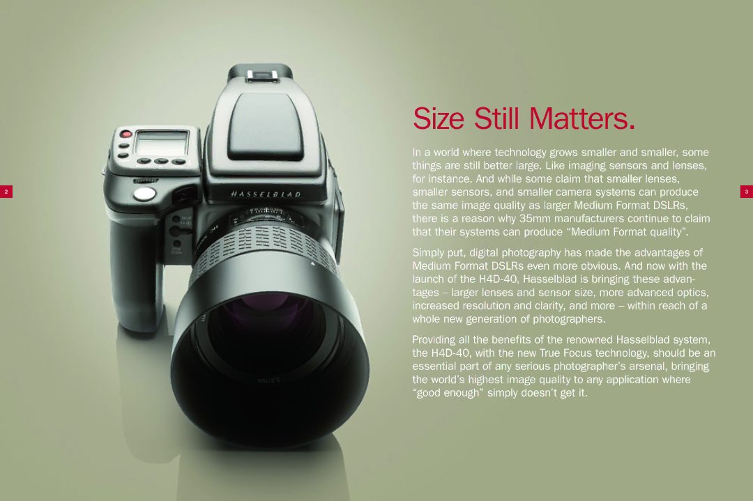 Hasselblad H4D-50MS, H4D-60, H4D-40 manual Size Still Matters 