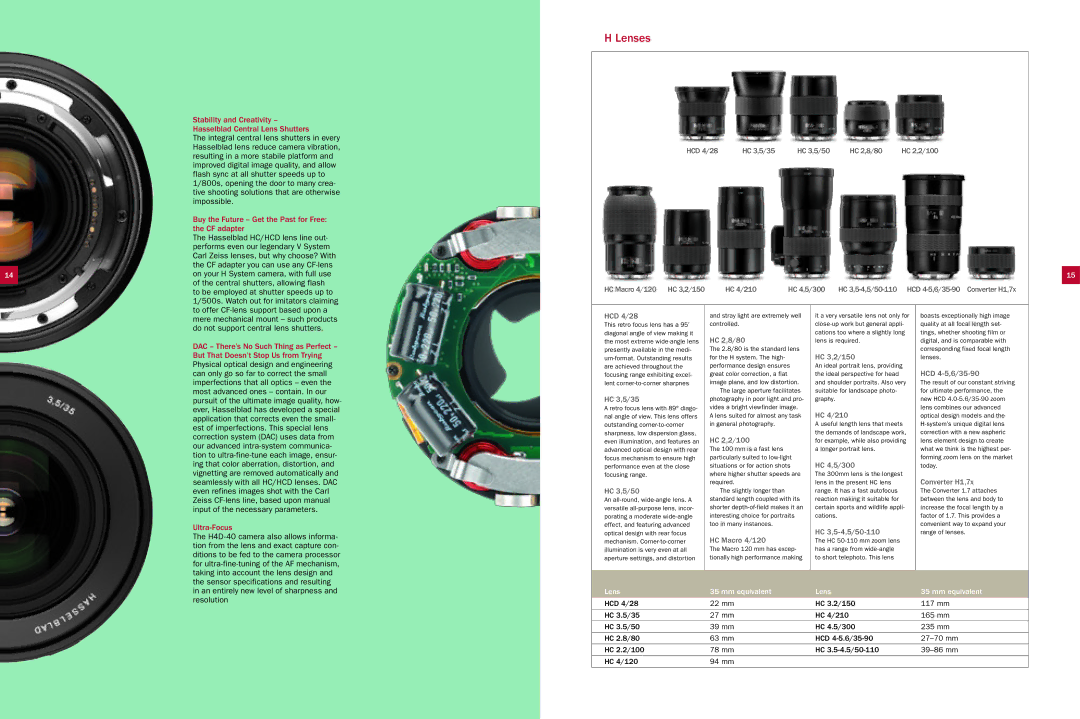 Hasselblad H4D-60, H4D-50MS, H4D-40 manual Stability and Creativity Hasselblad Central Lens Shutters, Ultra-Focus 