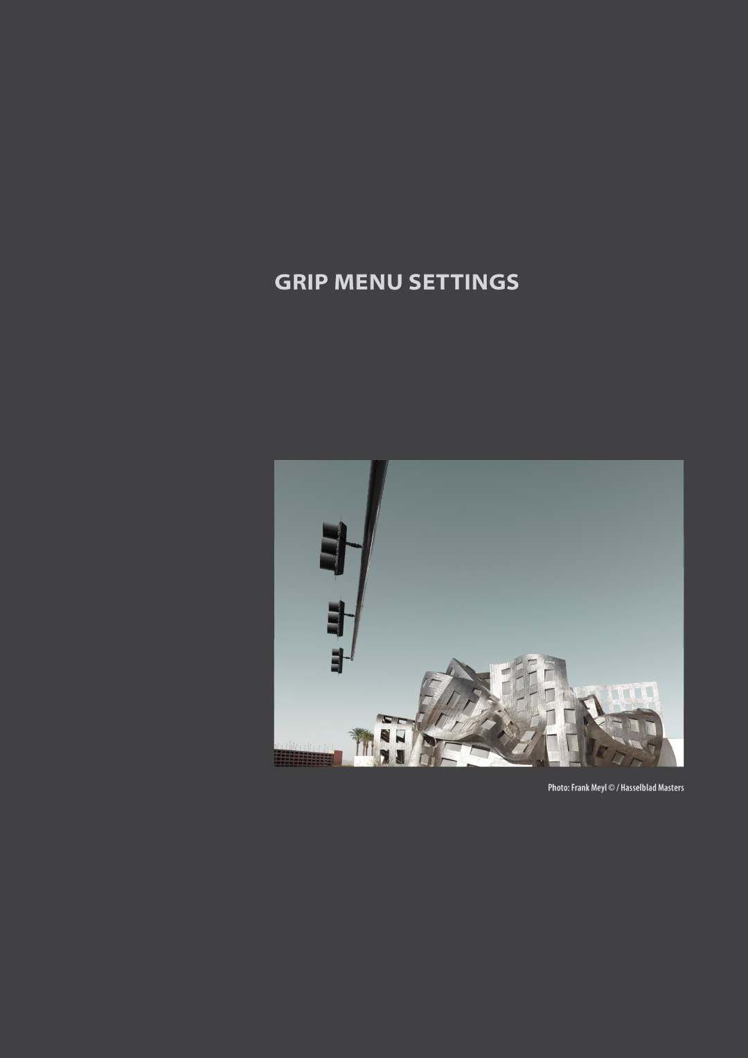 Hasselblad H4D200MS user manual Grip Menu Settings 