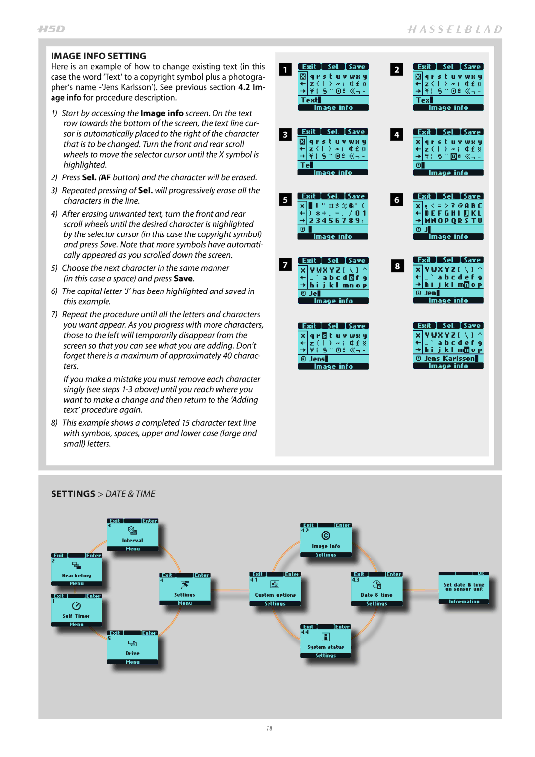 Hasselblad H4D200MS user manual Settings Date & Time 