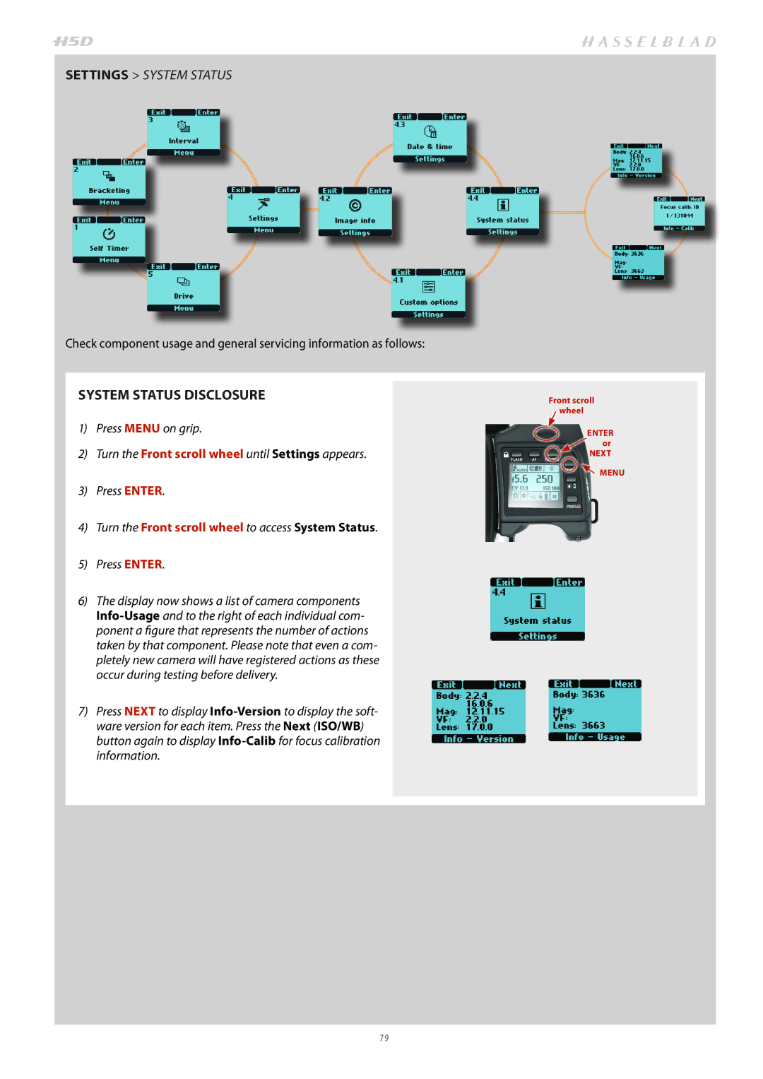 Hasselblad H4D200MS user manual System Status Disclosure 