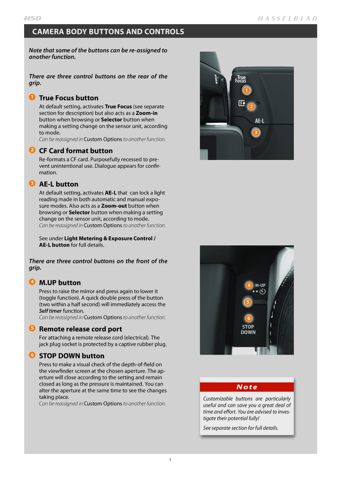 Hasselblad H4D200MS user manual Camera Body Buttons and Controls, True Focus button 