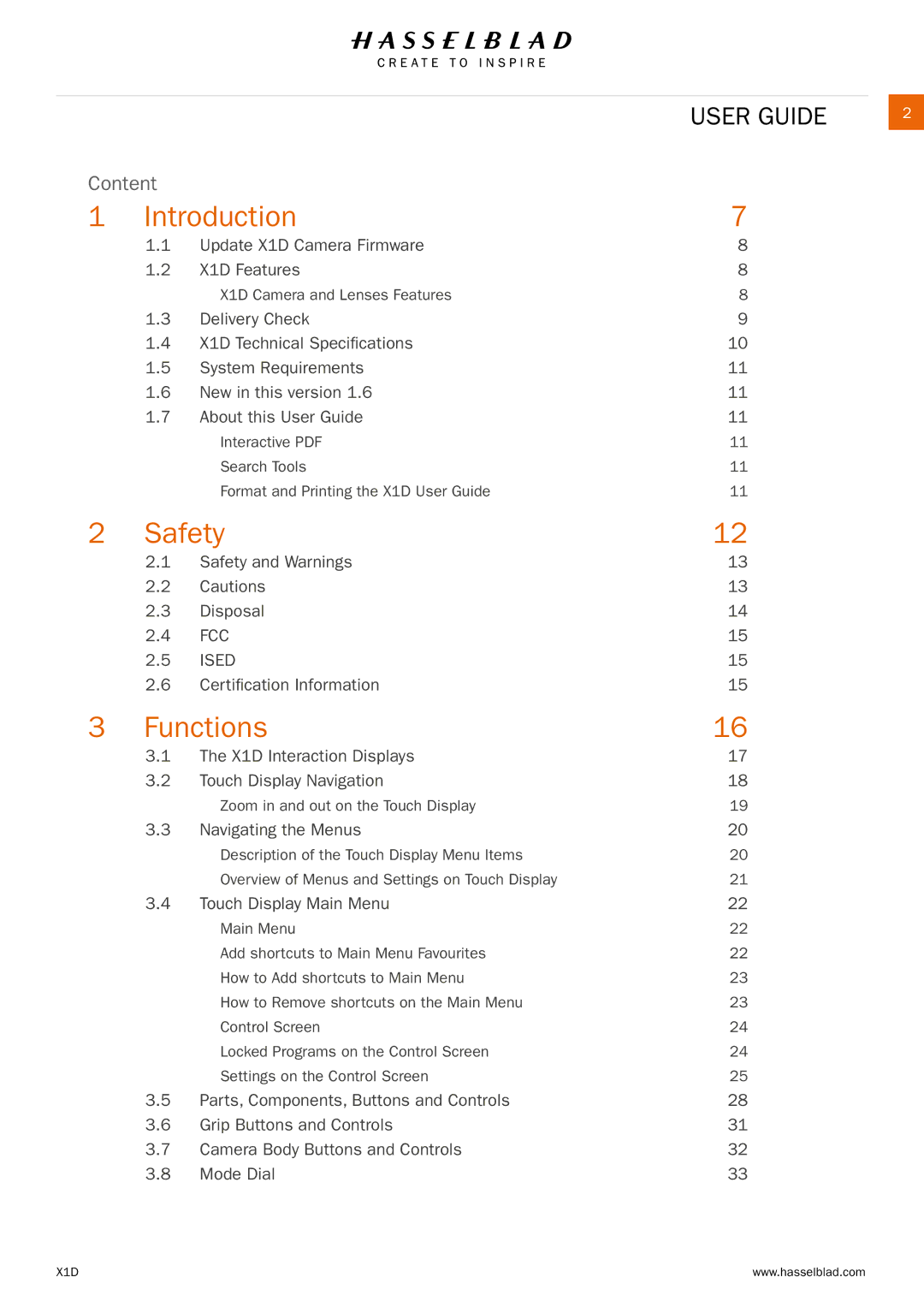 Hasselblad X1D manual Safety 