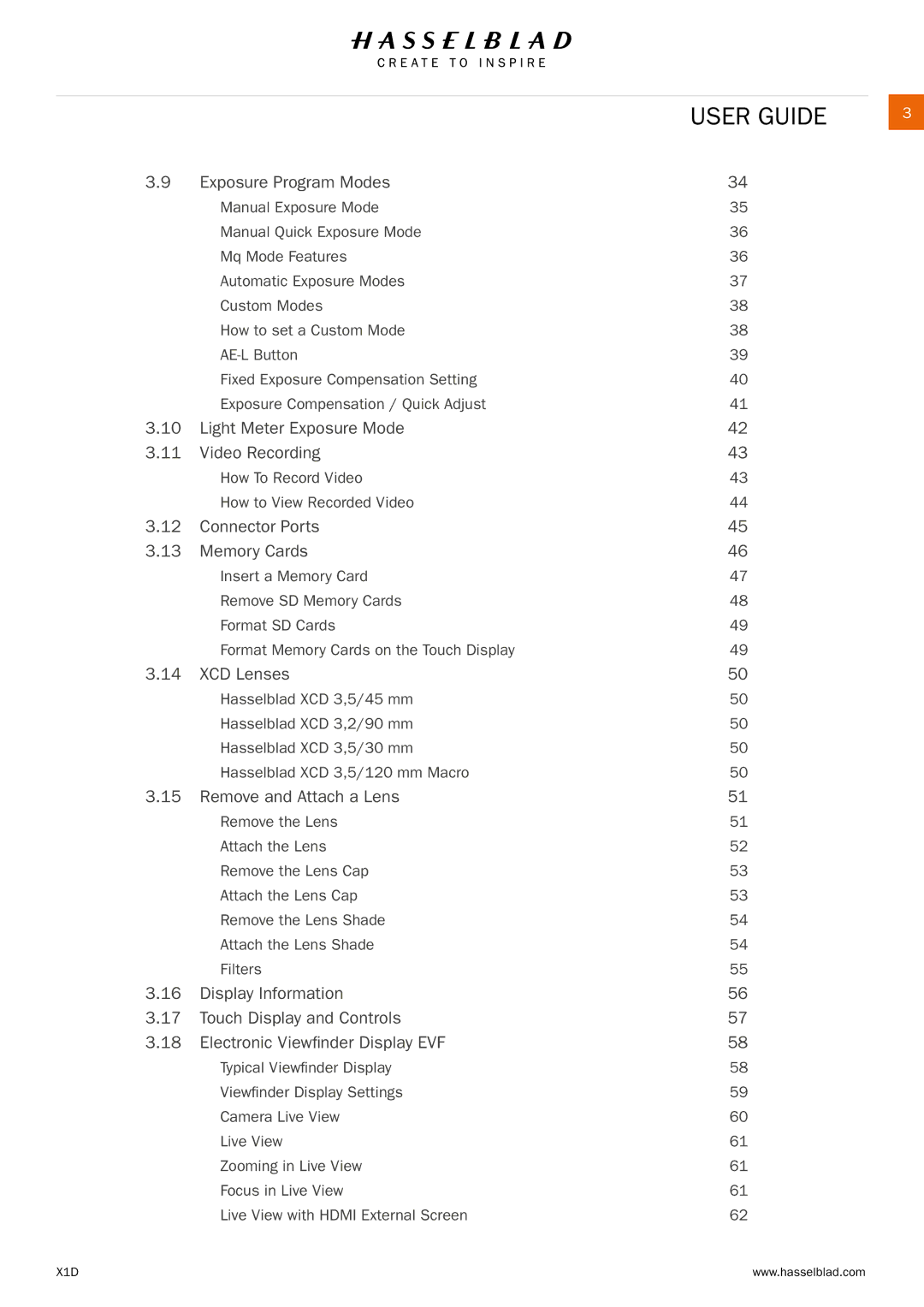 Hasselblad X1D manual Light Meter Exposure Mode Video Recording 