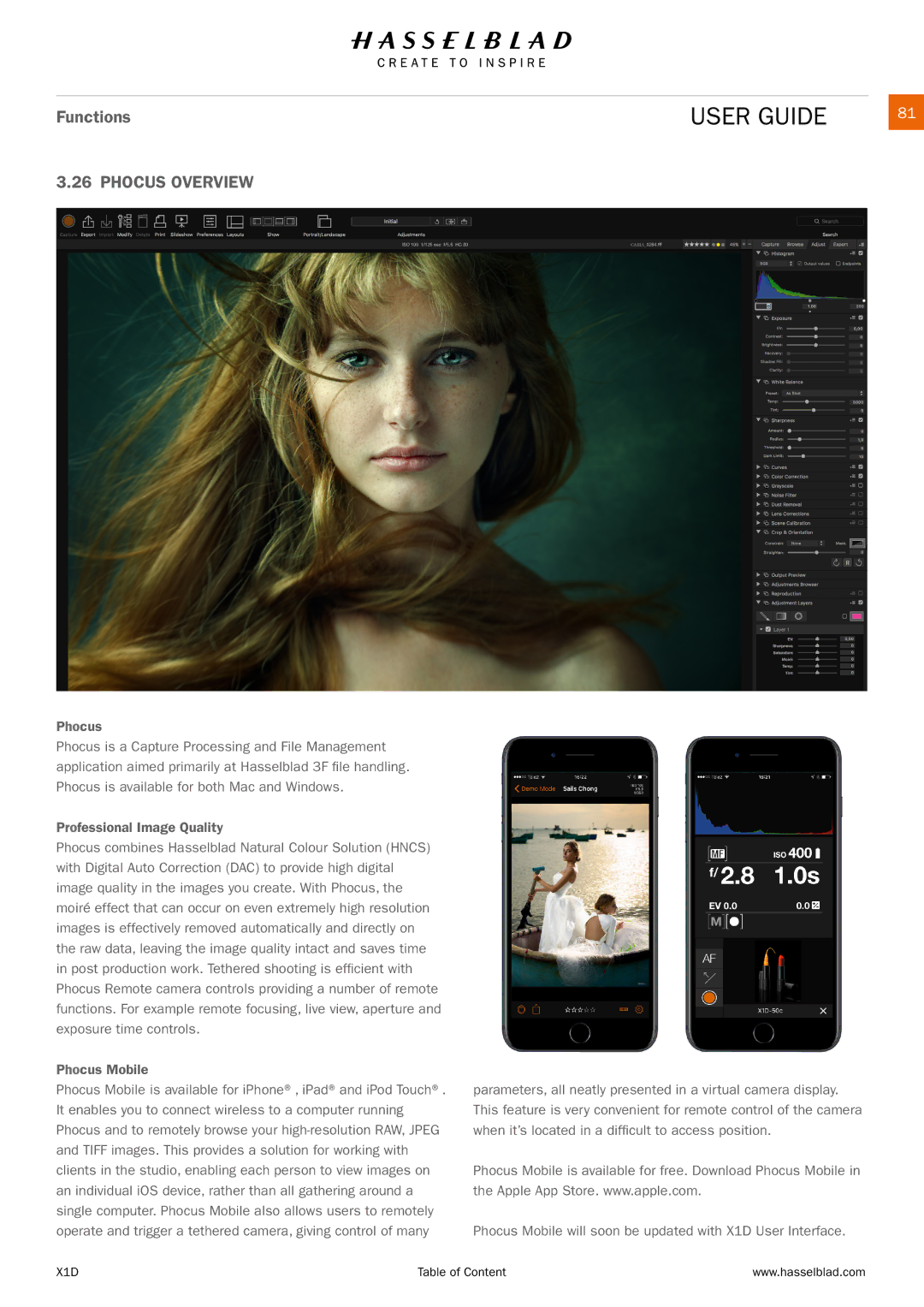 Hasselblad X1D manual Phocus Overview 