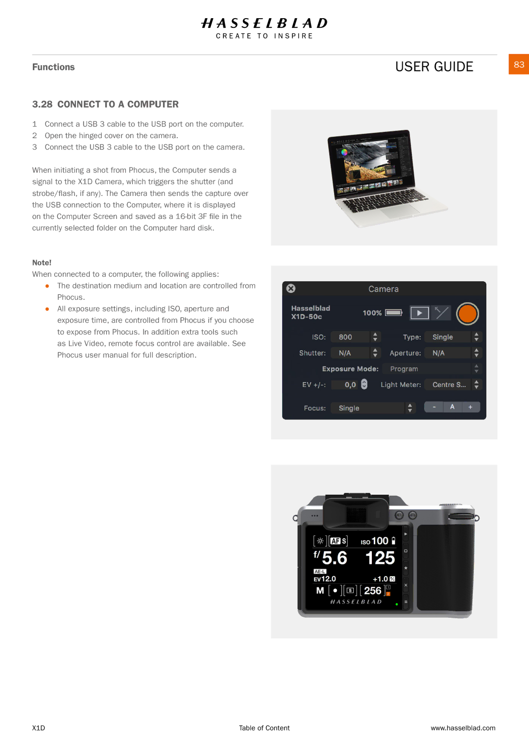 Hasselblad X1D manual Connect to a Computer 