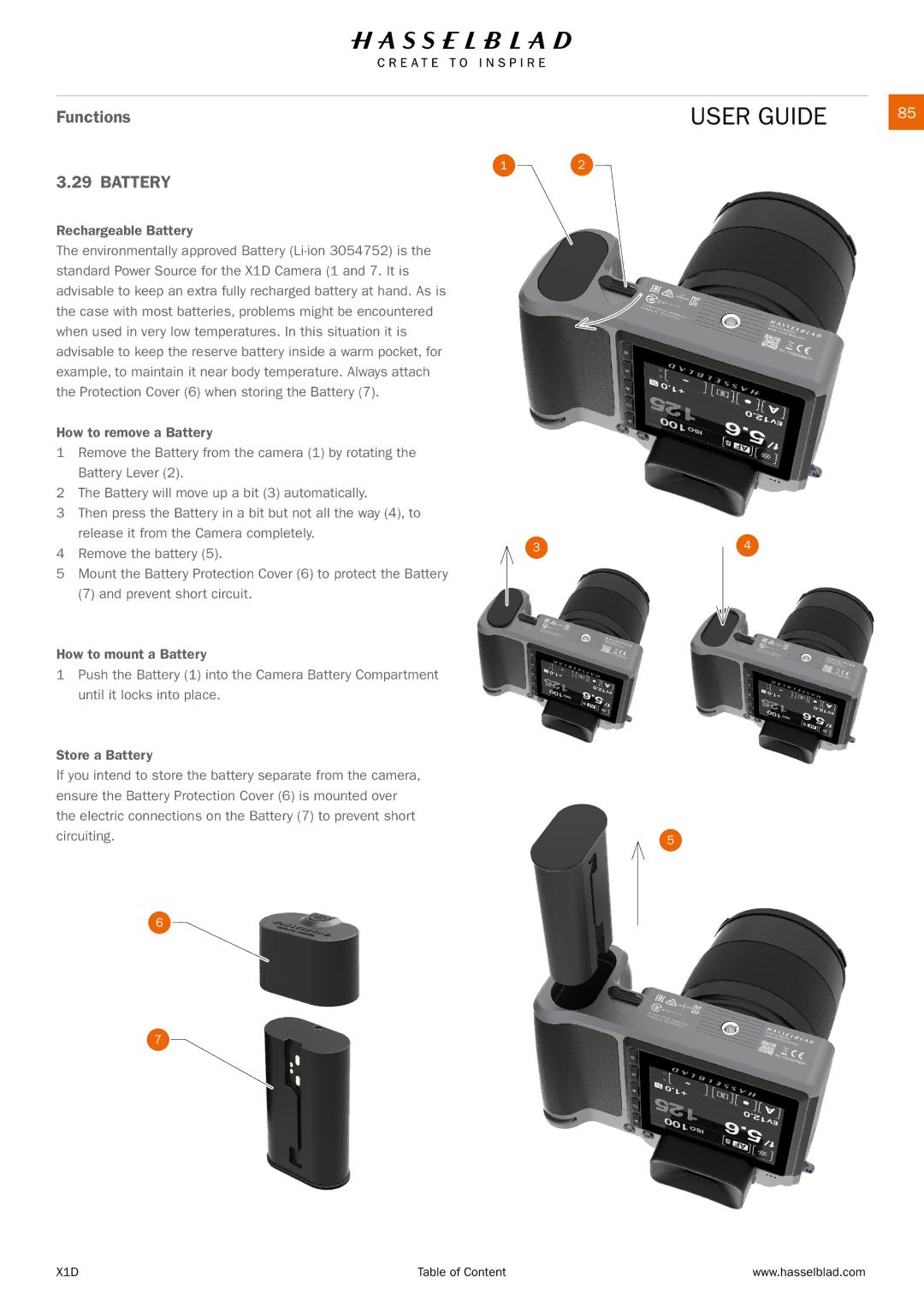 Hasselblad X1D manual Rechargeable Battery 