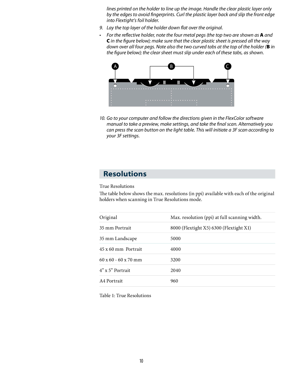 Hasselblad X5, X1 user manual Resolutions 