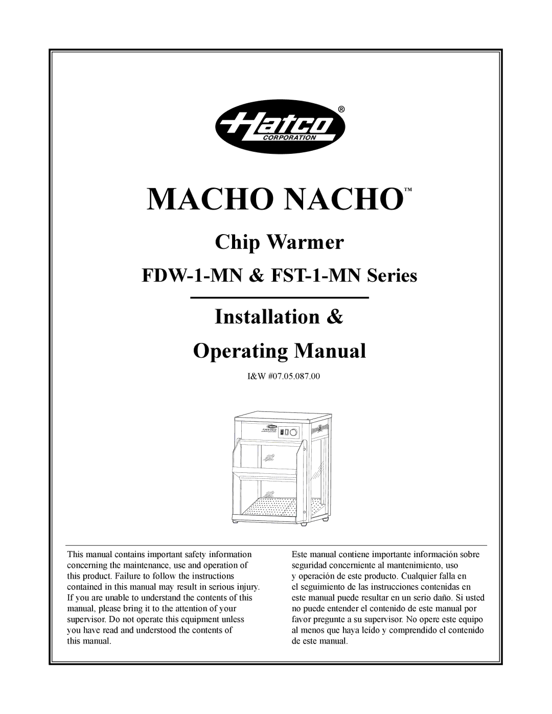 Hatco FST-1-MN, FDW-1-MN manual Macho Nacho 