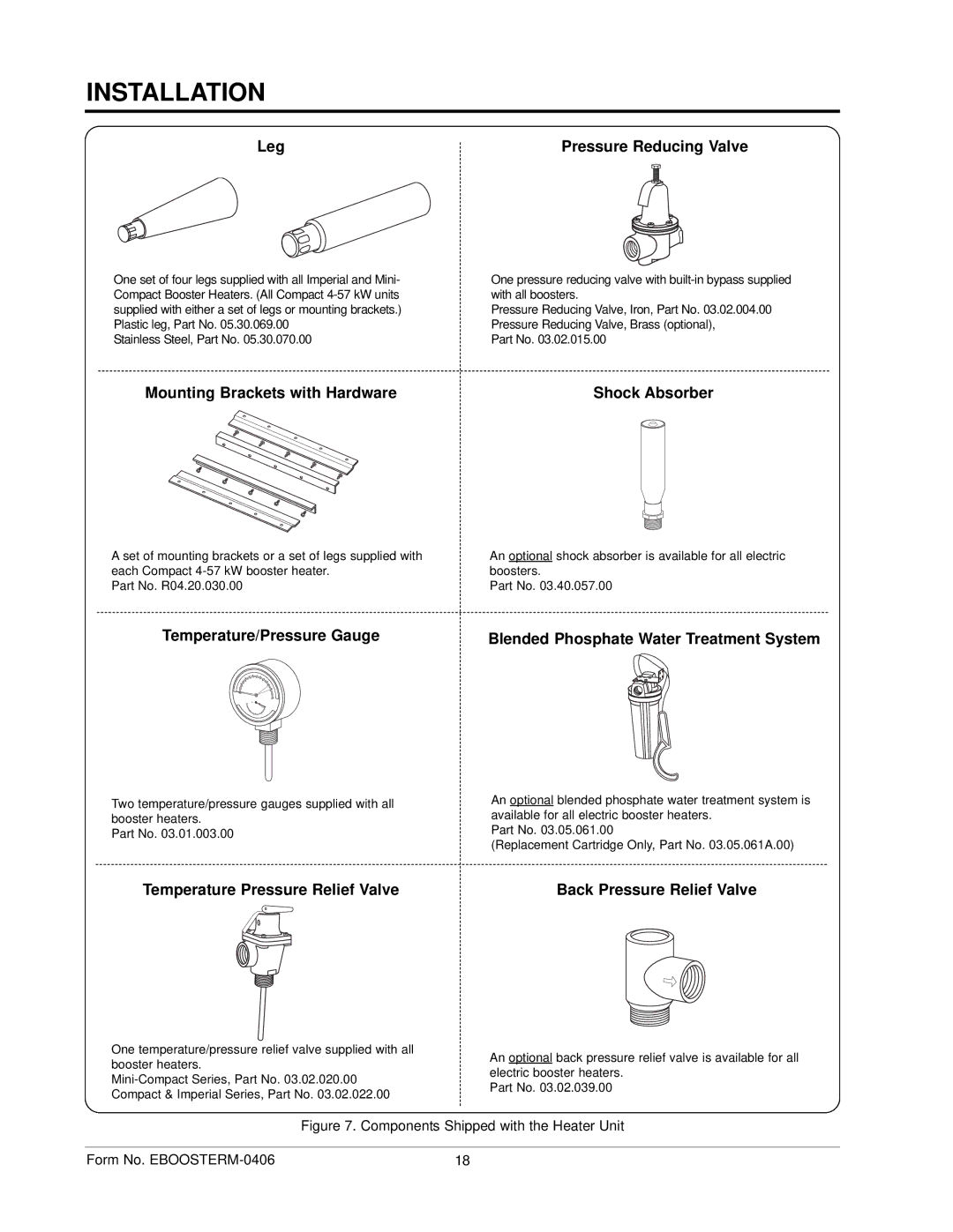 Hatco IMPERIAL S Leg Pressure Reducing Valve, Mounting Brackets with Hardware, Temperature/Pressure Gauge, Shock Absorber 