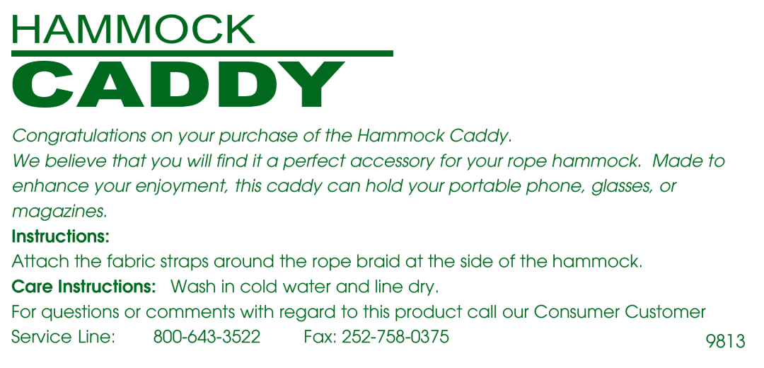 Hatteras Hammocks Hammock Caddy manual 